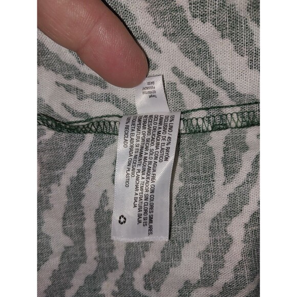 Ava & Viv Ruffle 2X Midi Linen Blend Dress Zebra Print Green & White NWT - Picture 8 of 9